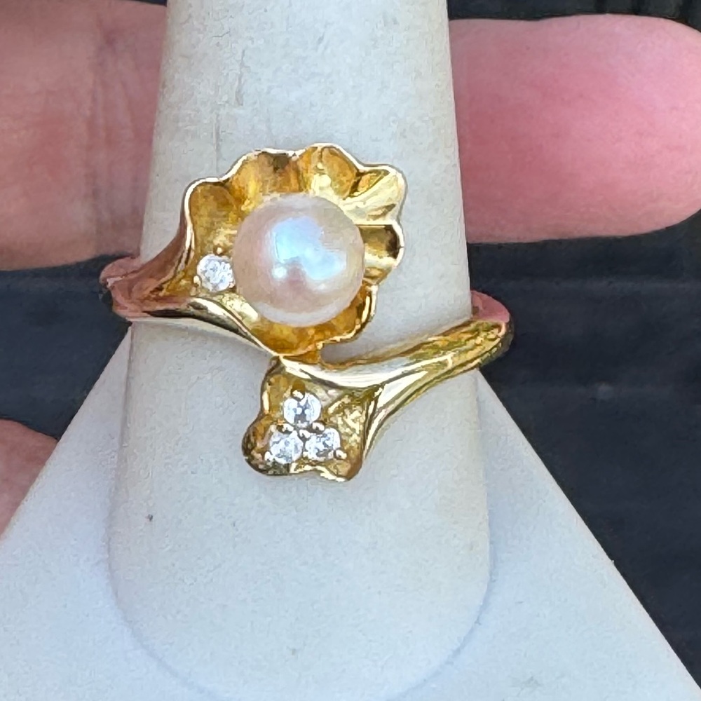 925 Gold Vermeil Pearl Ring
